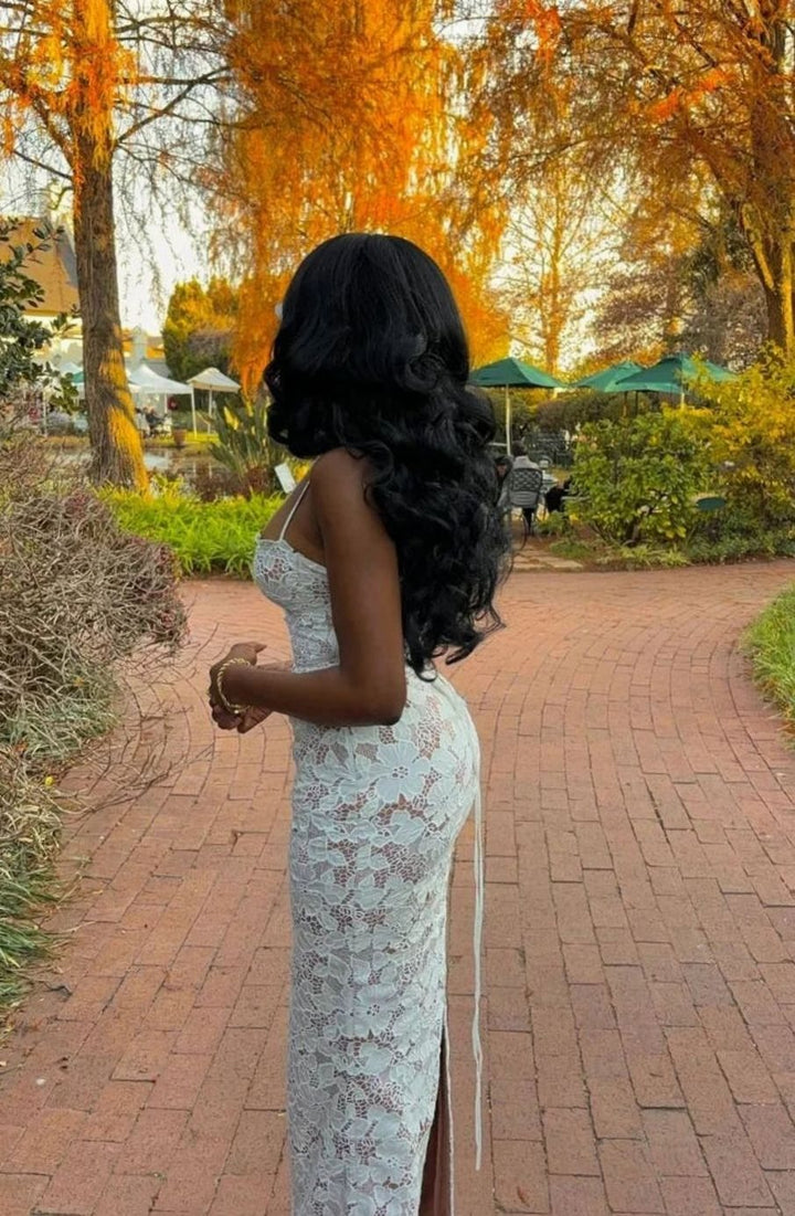 Ava | Women's White Lace Bodycon Sweetheart Maxi Dress