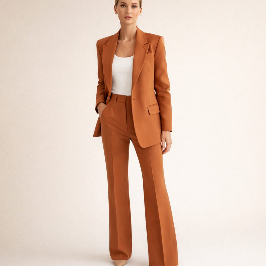Hannah | Women's Wide-Leg Flare Blazer Two-Piece Suit Set