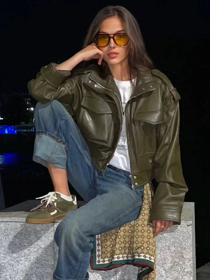 Lauren | Women's Zip Up Biker Style Jacket