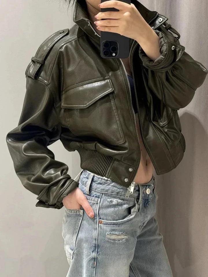 Lauren | Women's Zip Up Biker Style Jacket