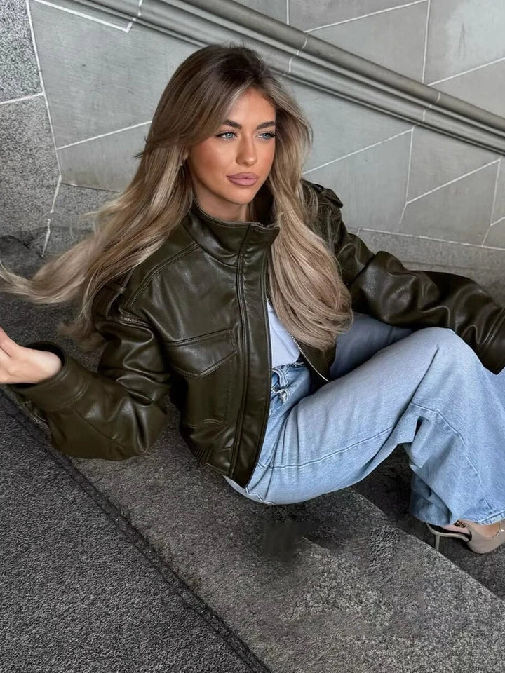 Lauren | Women's Zip Up Biker Style Jacket
